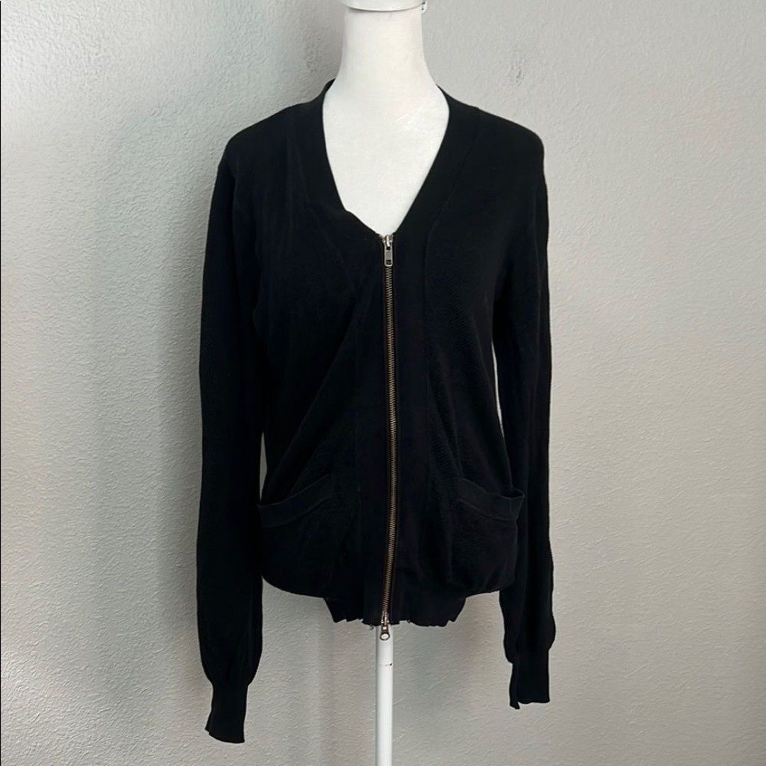 Opening Ceremony Textured Zipper Cardigan Black Size Small *flawed