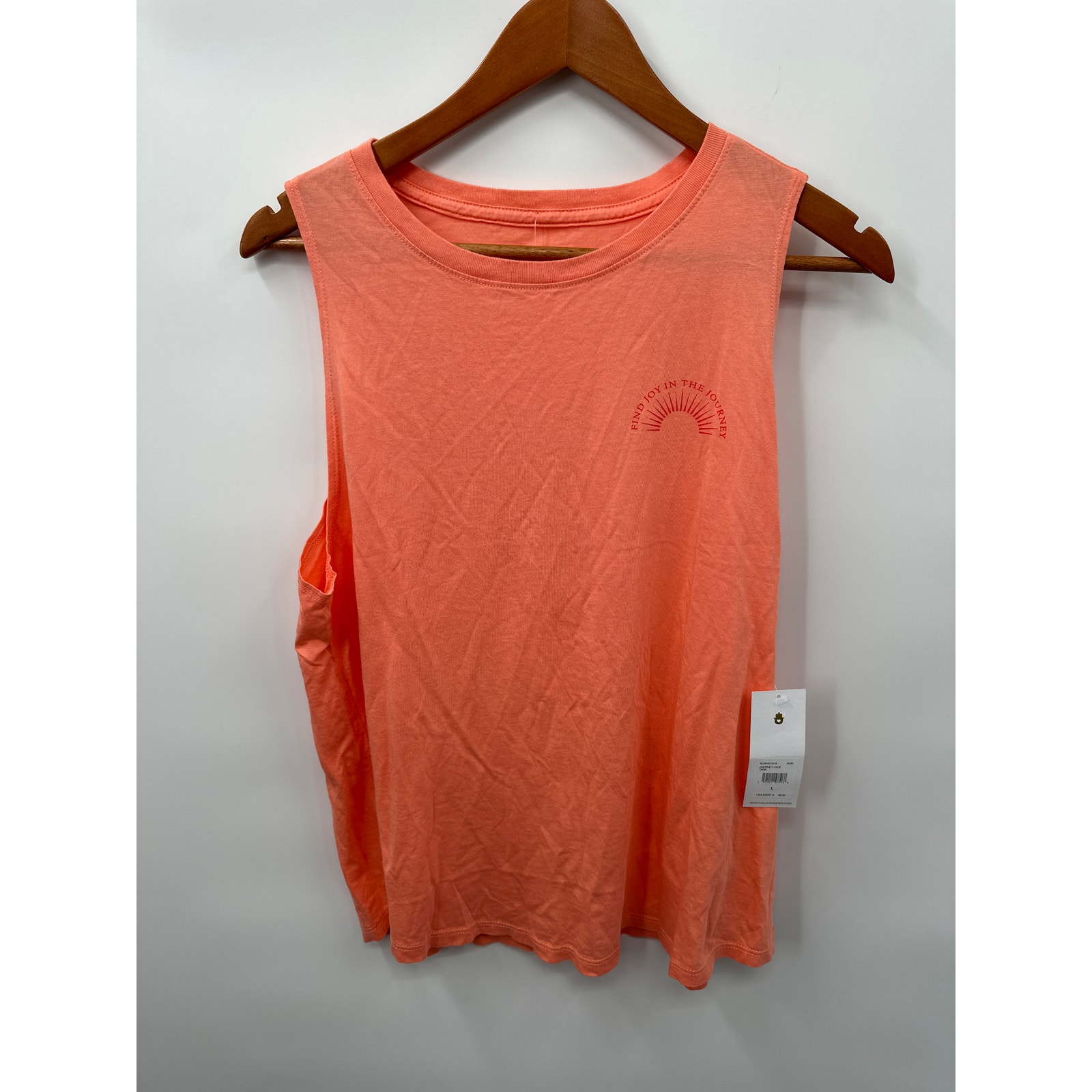 SPIRITUAL GANGSTER NWT Find Joy in the Journey Jade Tank in Peach // L