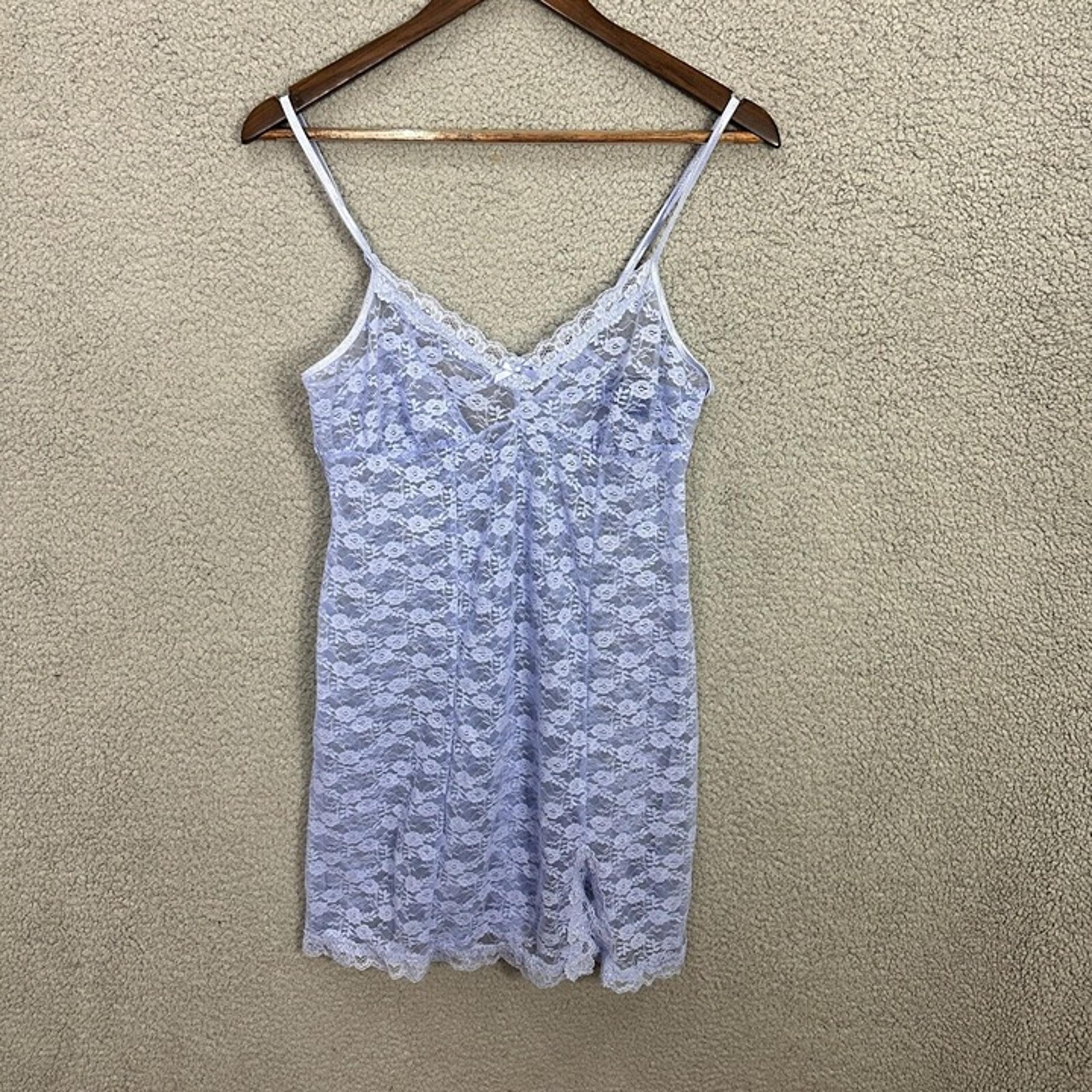 APT.9 Lace Lingerie Babydoll Slip Dress Womens M Purple Sheer Floral Coquette