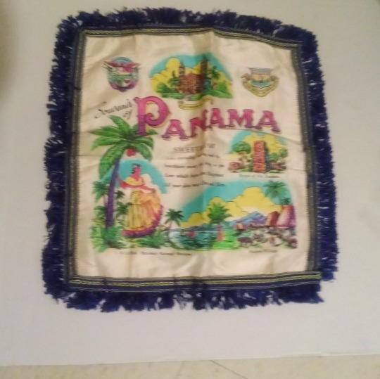 Vintage World War II Satin Sweetheart Pillowcase Souvenir of Panama