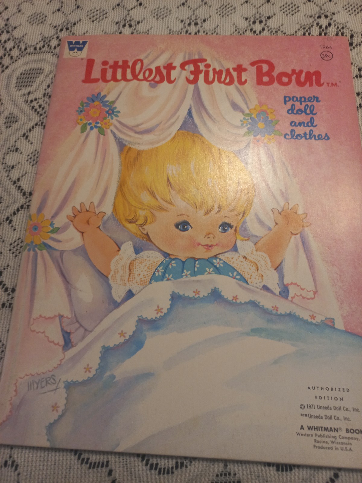 Vintage Uncut 1964 Littlest First Born Paper Doll & Clothes 1971 Uneeda Doll Co.