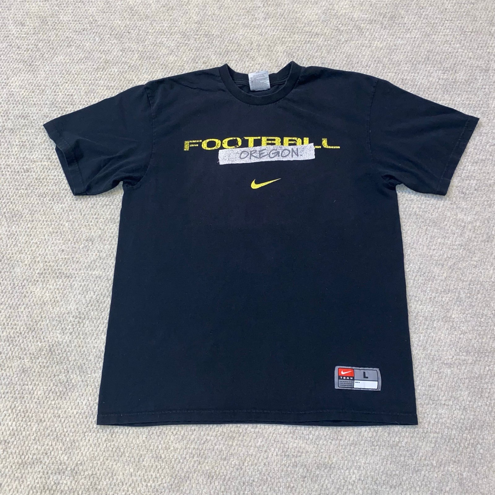 Vintage Nike Team Oregon Football Short Sleeve Shirt Black Yellow Men Size Large