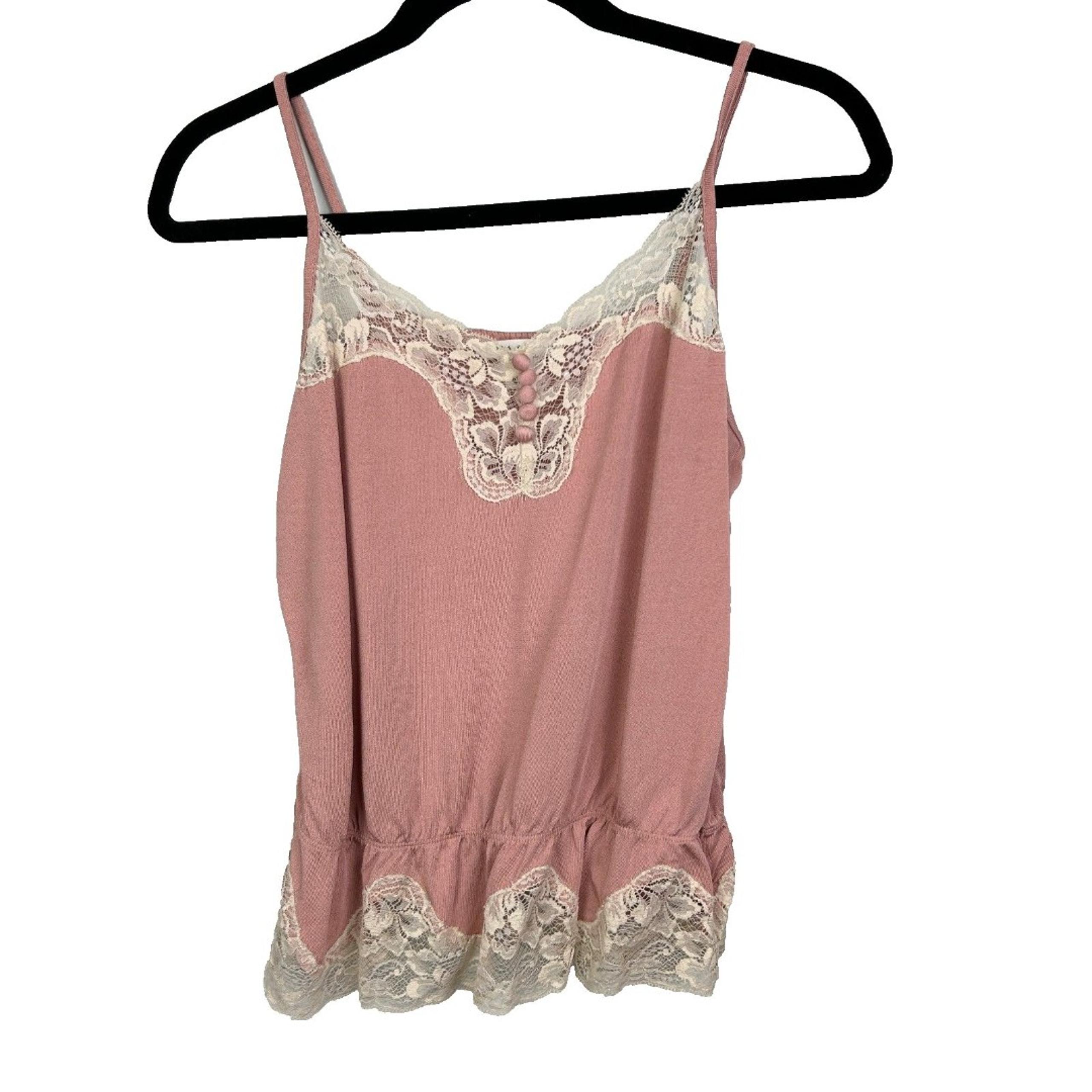 Vintage Pink Lace Trim Cami Top Camisole Y2K 2005 Lingerie Sz M - Banana Republic