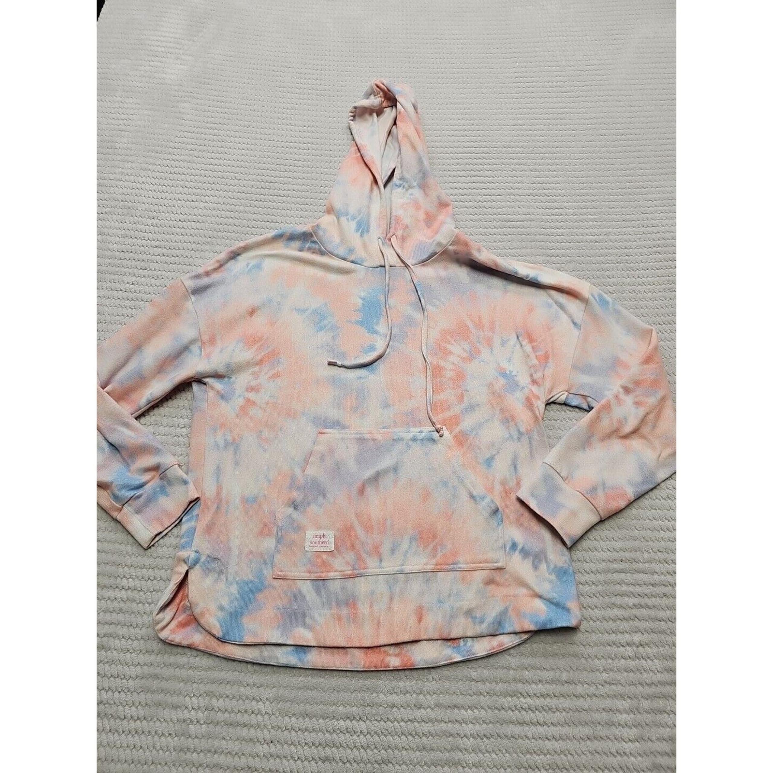 Simply Southern Sweatshirt Womens Small Hooded Pull Over Tye Dye Pocket