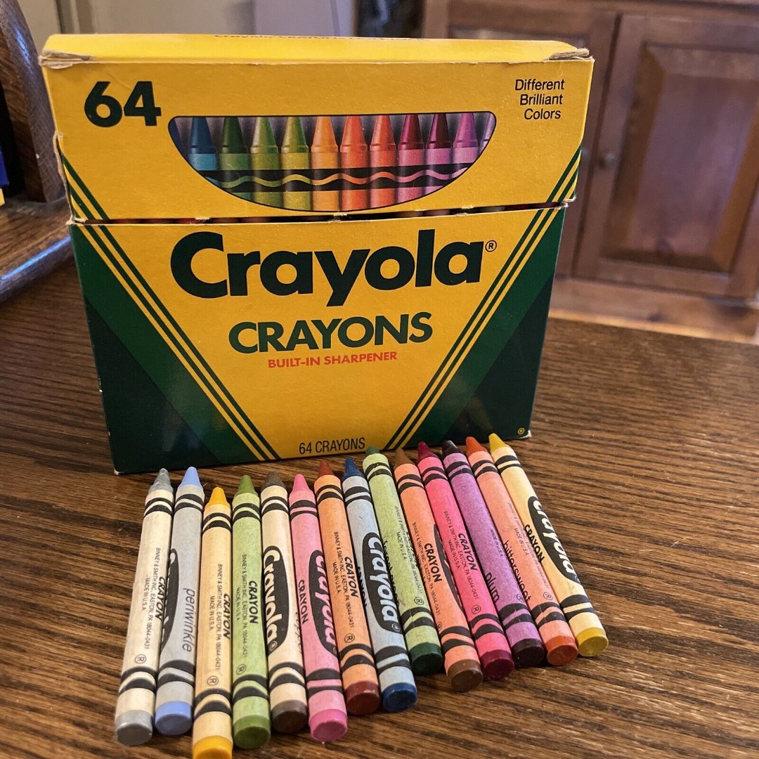 Crayola Crayons 1990 Box Rare Retired Discontinued Colors Indian Red Dandelion