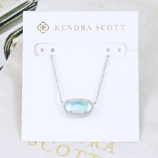 Kendra Scott Elisa light blue Illusion necklace Silver tone March