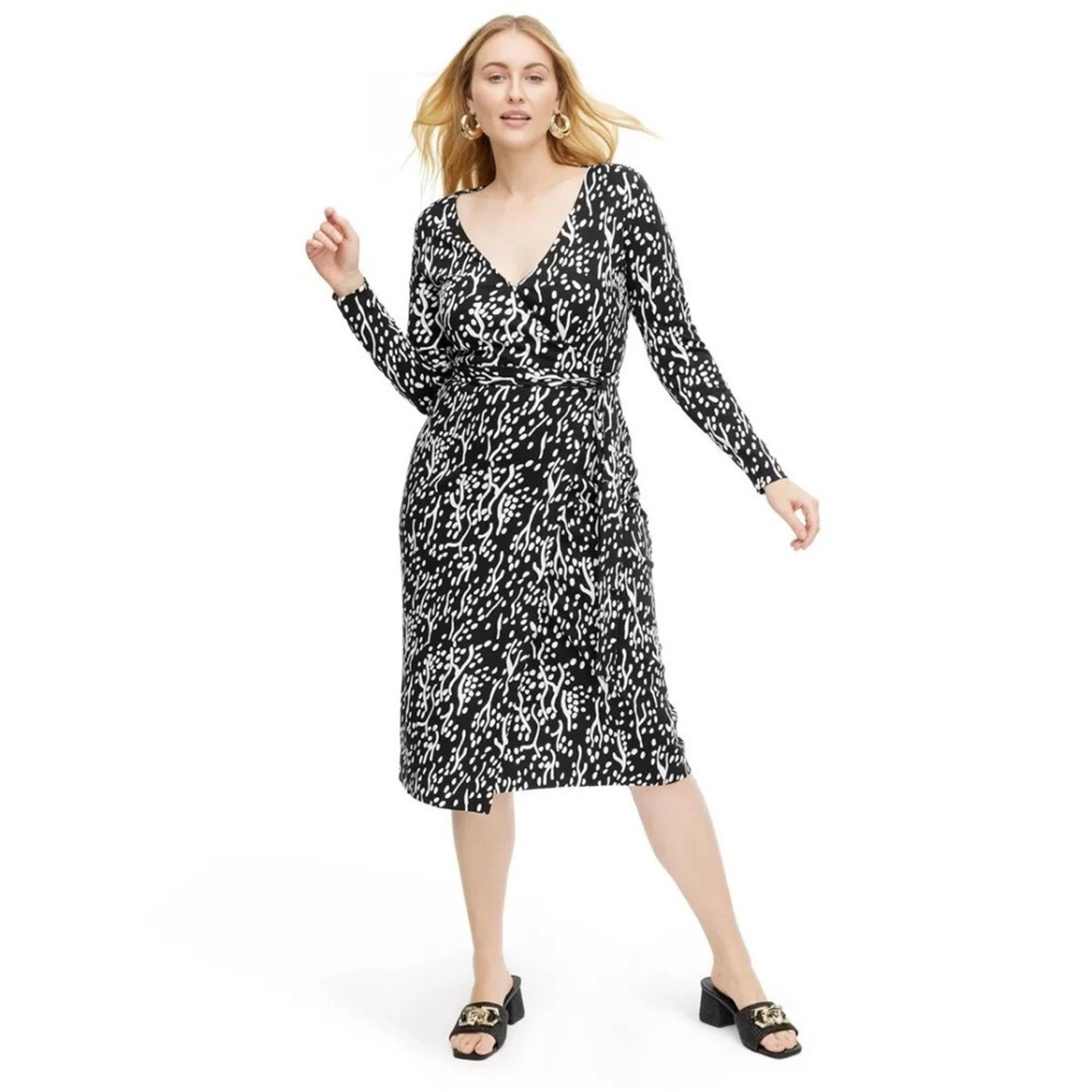Diane von Furstenberg DVF x Target - Midi Sea Spots Black Wrap Dress Medium