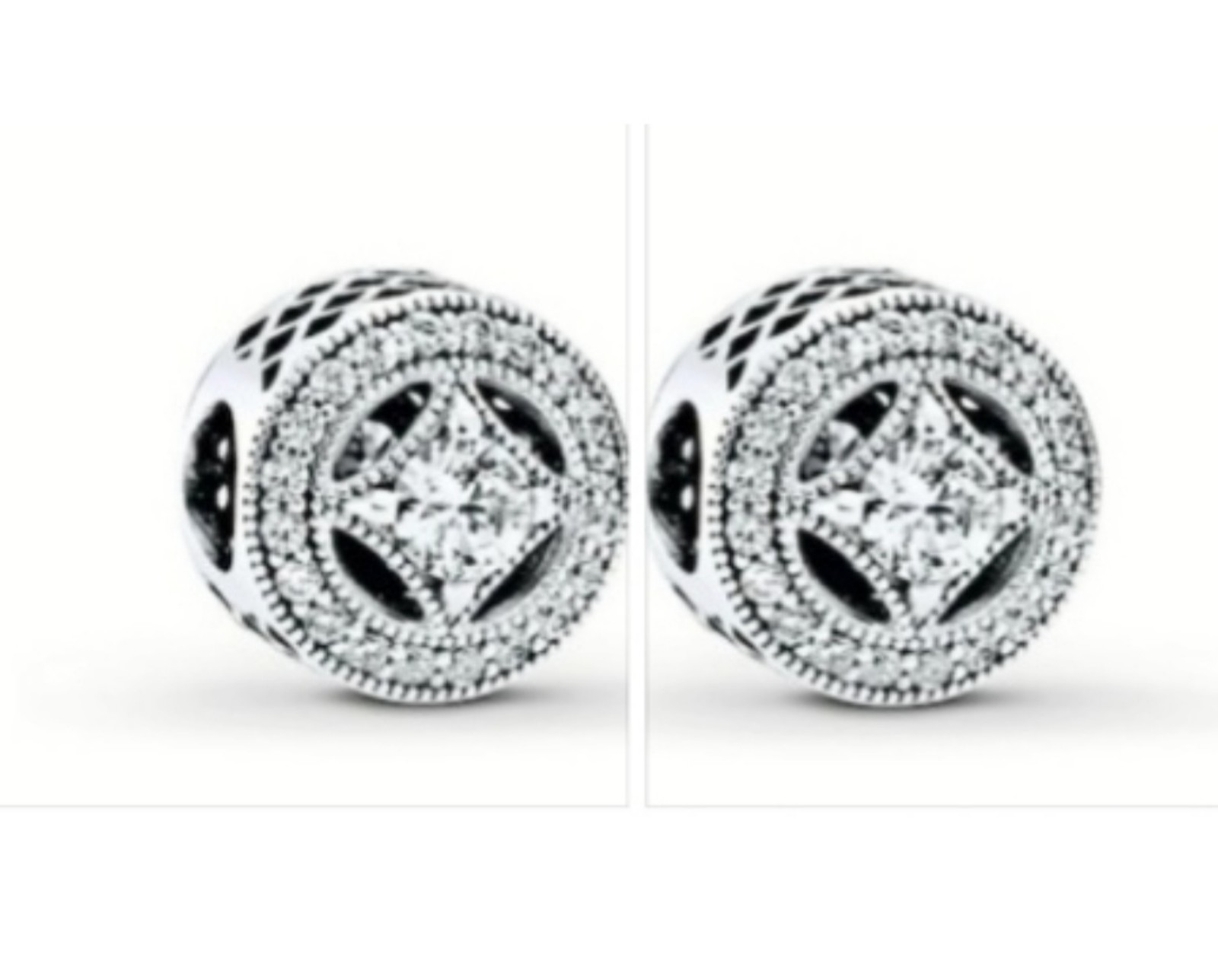 PAIR OF AUTHENTIC PANDORA BRAND ALLURE CIRCLE CZ EXCELLENT CONDITION !