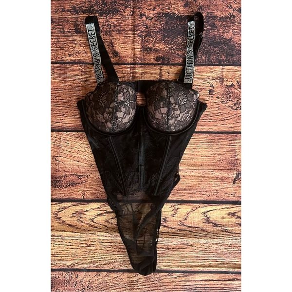 Victoria’s Secret Lingerie Bodysuit Black Push Up NWOT