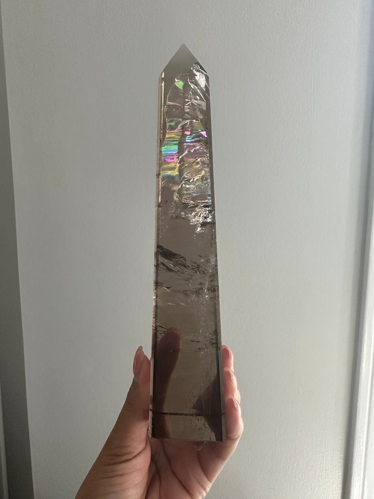 HUGE Rainbow Chunky Smokey Citrine Obelisk Crystal Tower