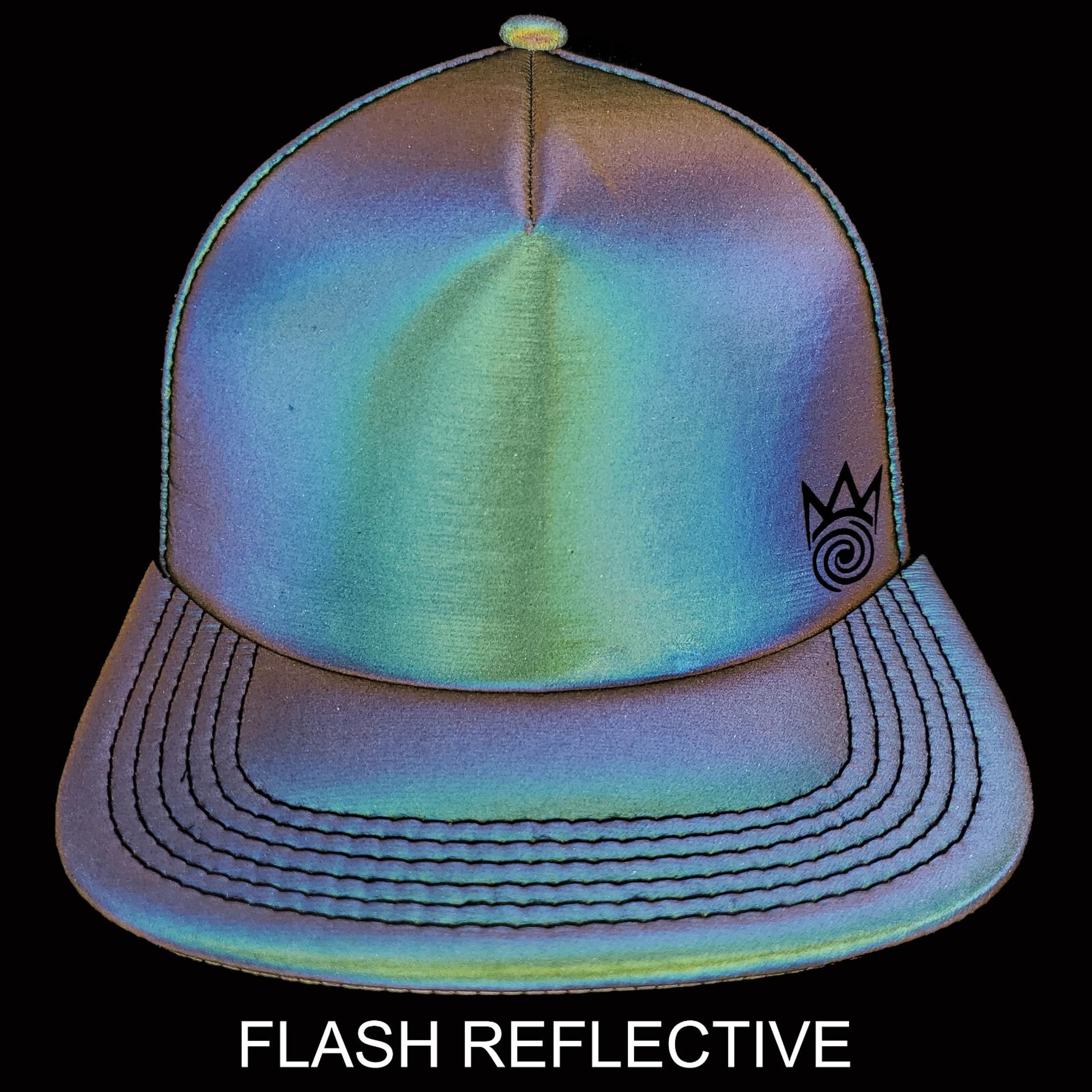 Reflective Trucker Hat Cap Flash Reactive Dark Gray Fabric Black Mesh Back NWT - Rave