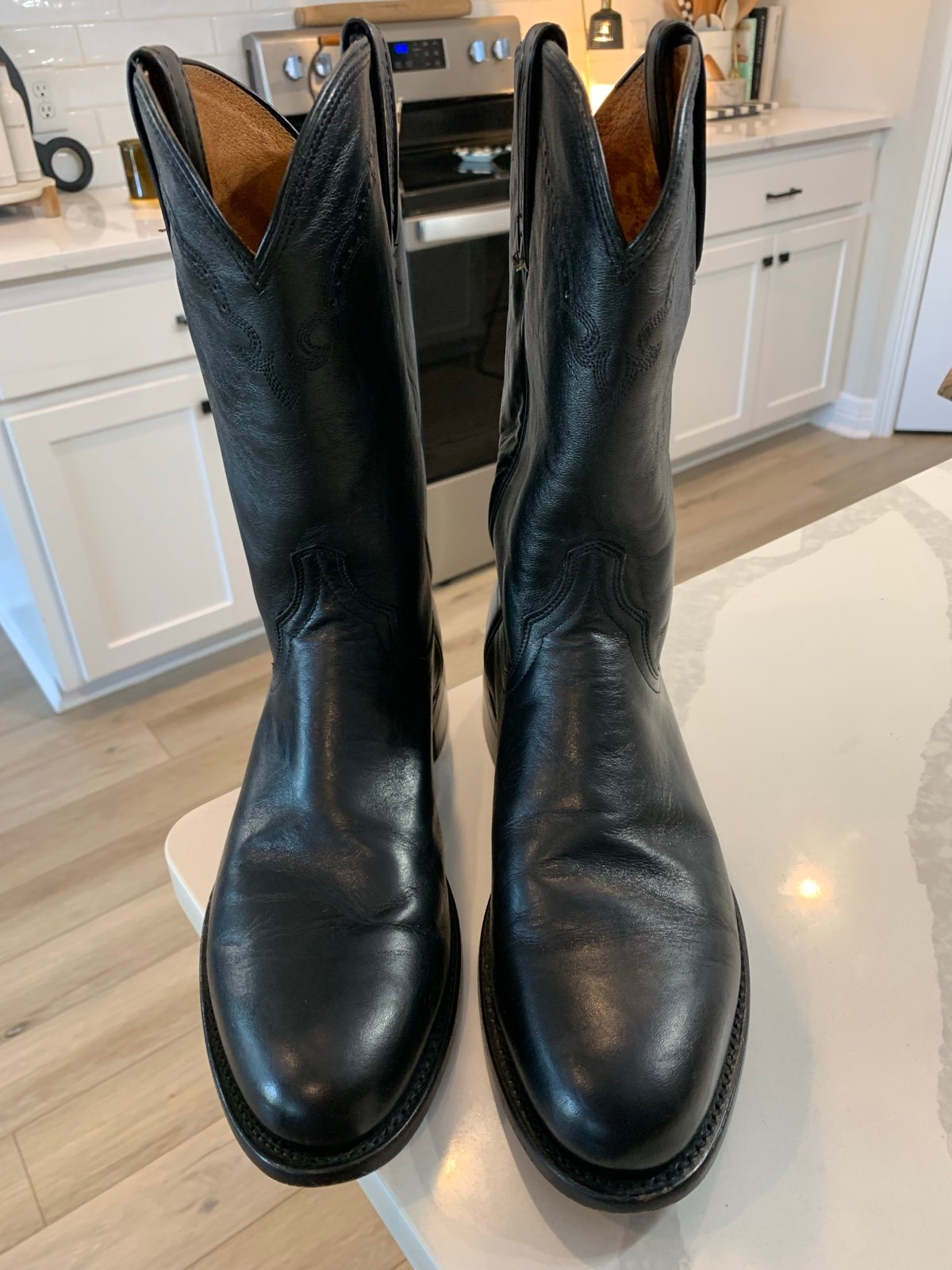 Lucchese 1883 Black Calf Boots Size 9D Style M 1010