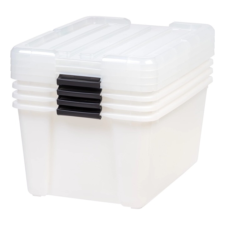 Storage box with lid with plastic buckle white 4 pieces-RTY45