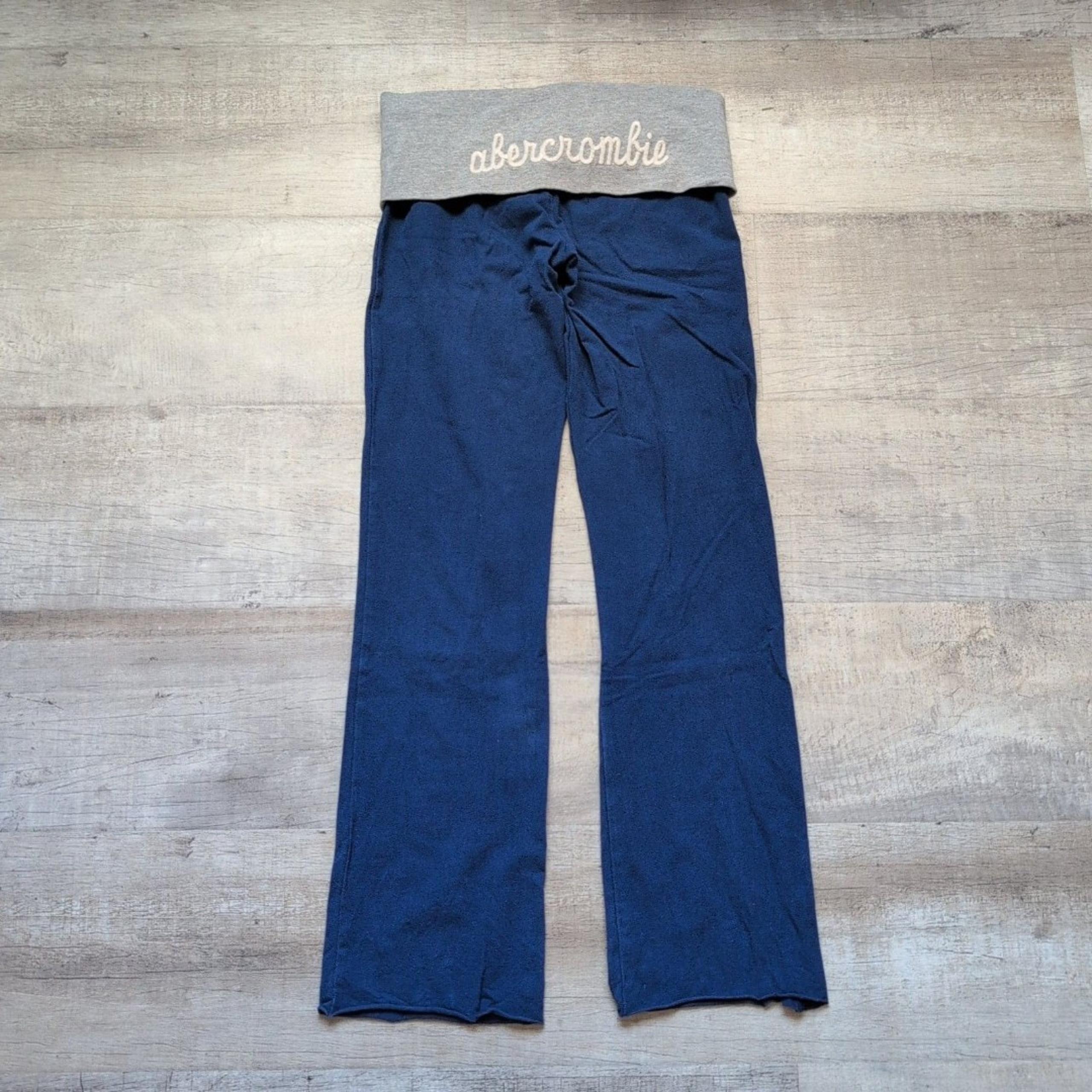 Abercrombie and Fitch fold over boot cut yoga pants size XL Blue Grey
