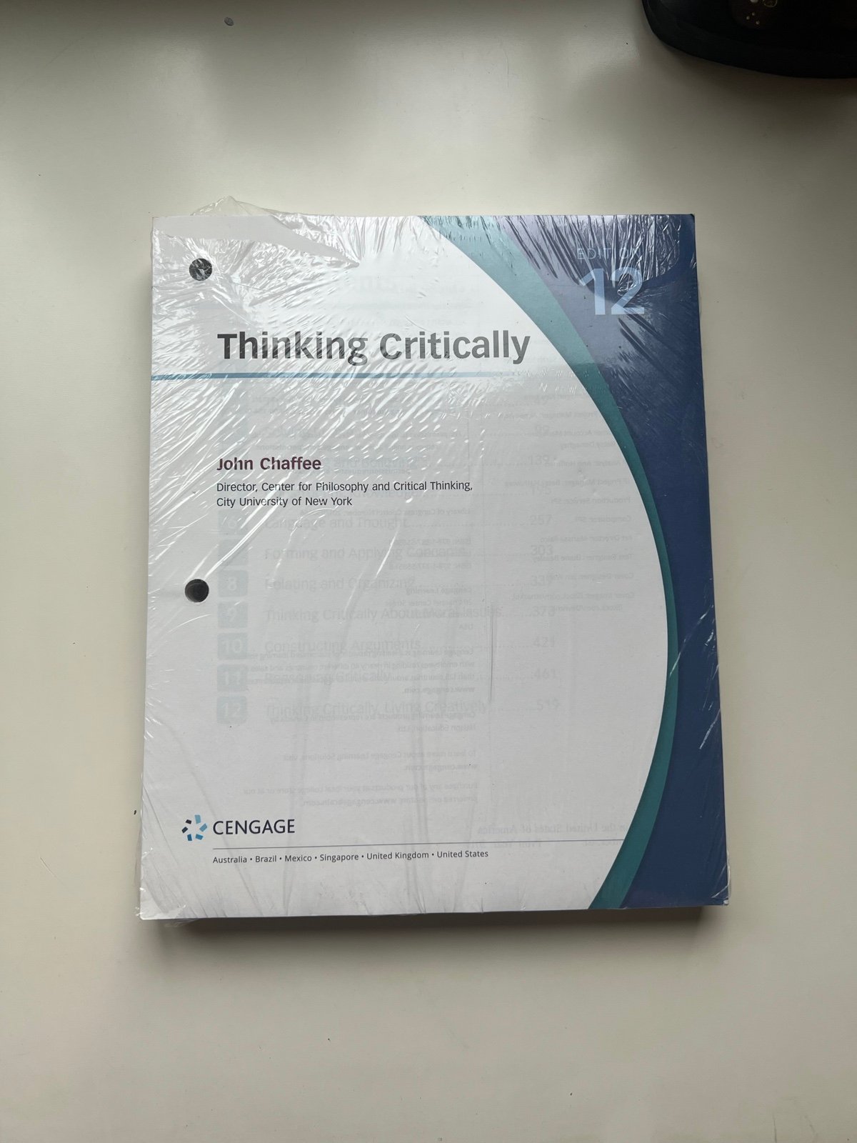 Thinking Critically 12th Edition by John Chaffee Cengage Looseleaf Book Sealed