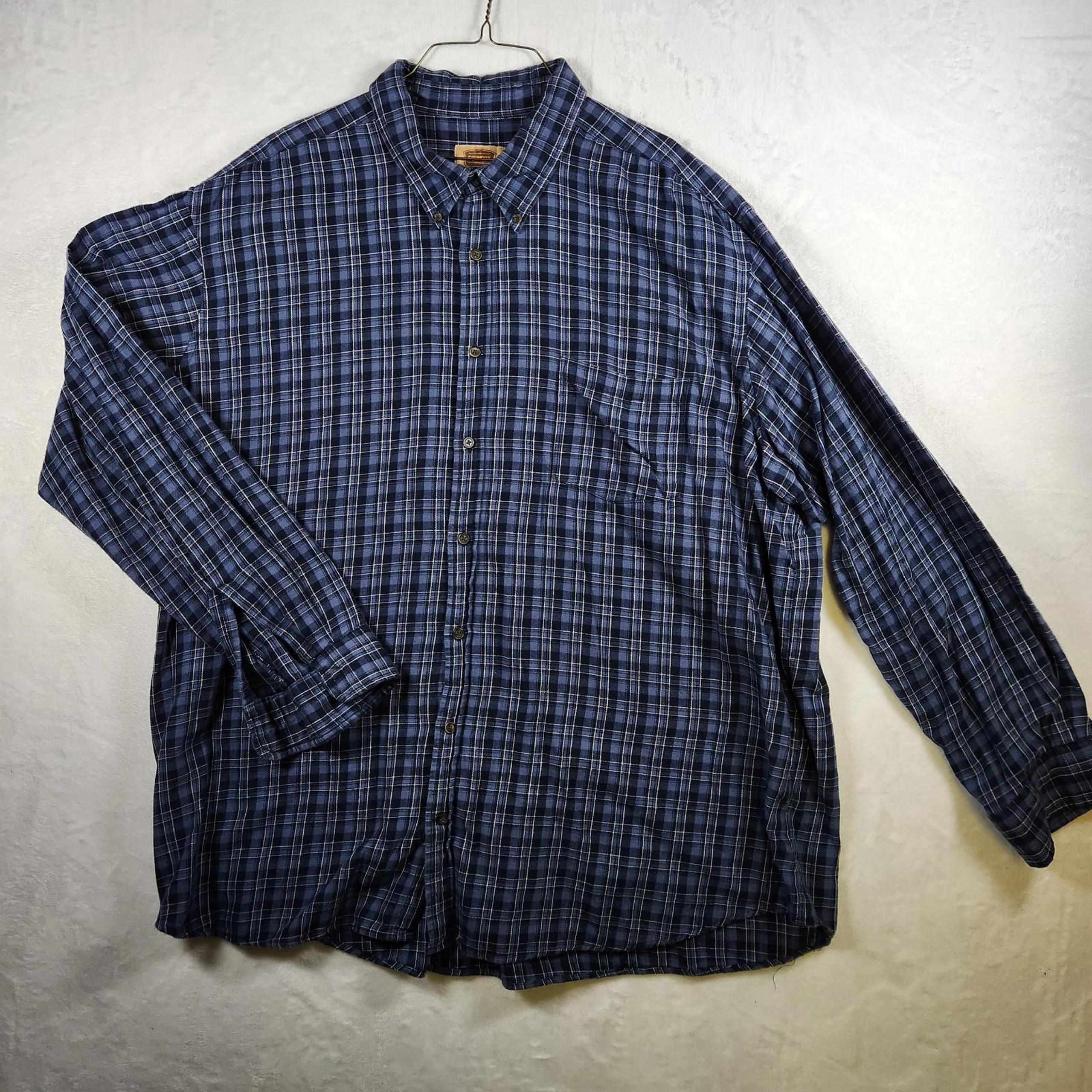 Foundry Supply Co Blue Plaid Flannel Long Sleeve Button Up Shirt Size 3XLT