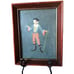 Vintage Needlepoint Young Gentleman In Fancy Dress & Walking Stick Framed EUC