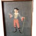 Vintage Needlepoint Young Gentleman In Fancy Dress & Walking Stick Framed EUC
