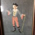 Vintage Needlepoint Young Gentleman In Fancy Dress & Walking Stick Framed EUC