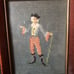 Vintage Needlepoint Young Gentleman In Fancy Dress & Walking Stick Framed EUC