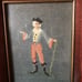 Vintage Needlepoint Young Gentleman In Fancy Dress & Walking Stick Framed EUC