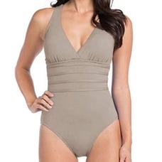 NWT La Blanca Pebble Strap Back Halter One Piece