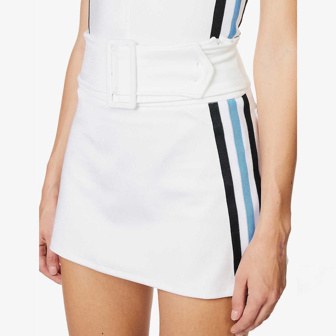 Maisie Wilen White Magnet Side-Stripe Mini Skirt - S - NWT