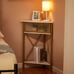 Corner Table/Cabinet with Flip Door and Storage Shelves
