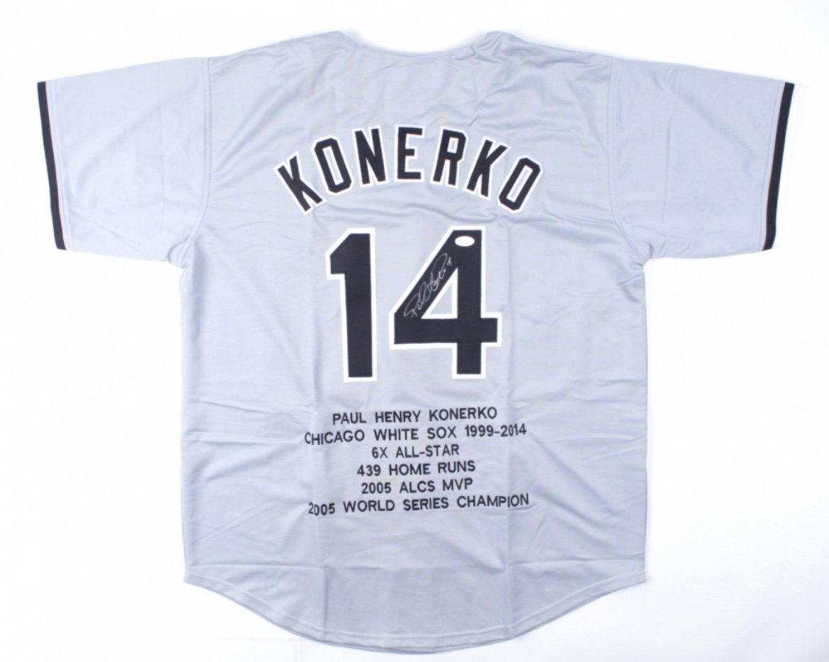 Paul Konerko Signed Career Highlight Stat Jersey (JSA COA) Chicago White Sox