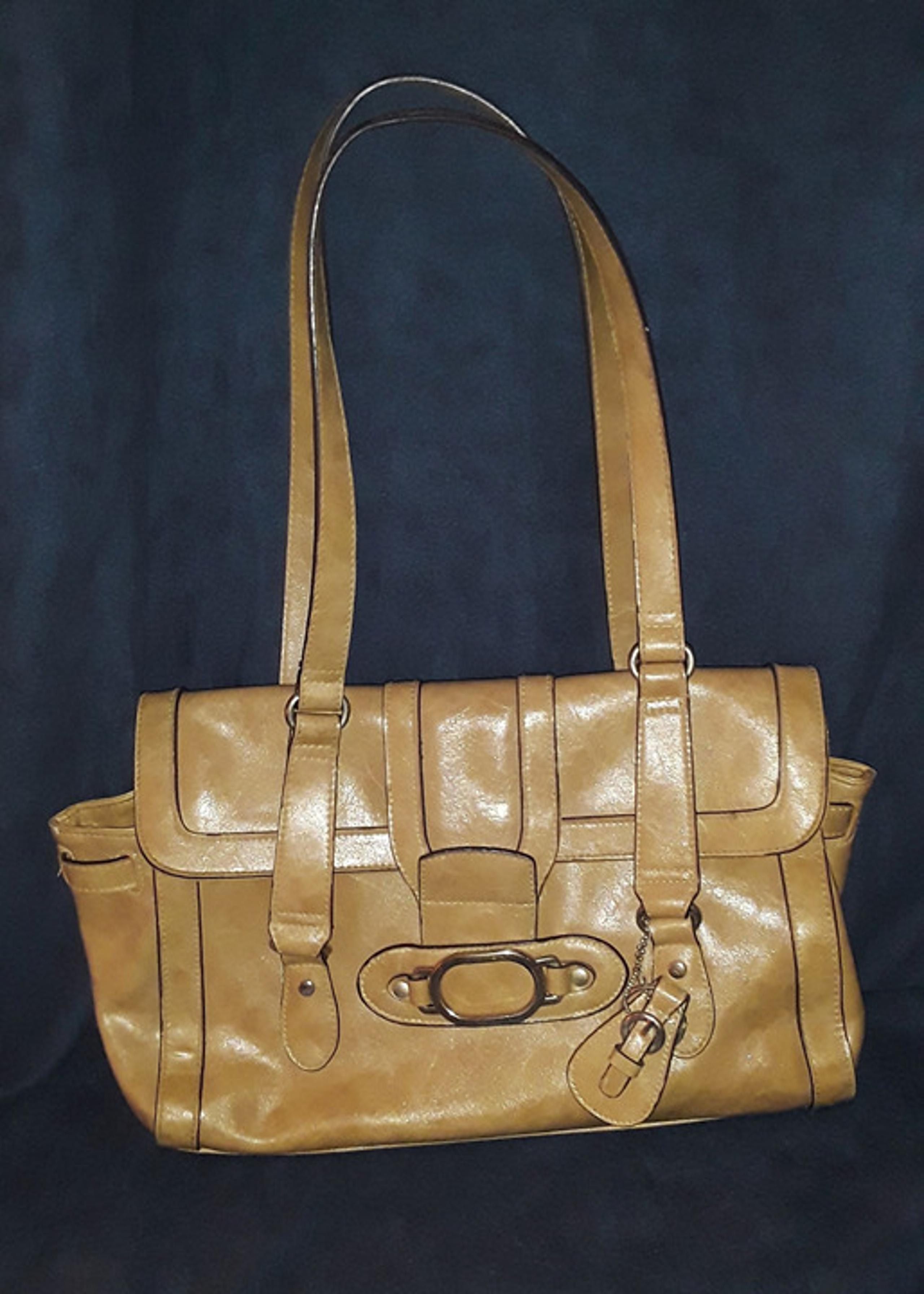 George Designer Brand Vintage Brown Tan Brown Hard Leather Shoulder bag