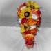 Cascade Fall Wedding Bouquet Yellow Orange Sunflower Orange Peonies Red Ivory