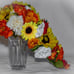 Cascade Fall Wedding Bouquet Yellow Orange Sunflower Orange Peonies Red Ivory