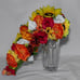 Cascade Fall Wedding Bouquet Yellow Orange Sunflower Orange Peonies Red Ivory