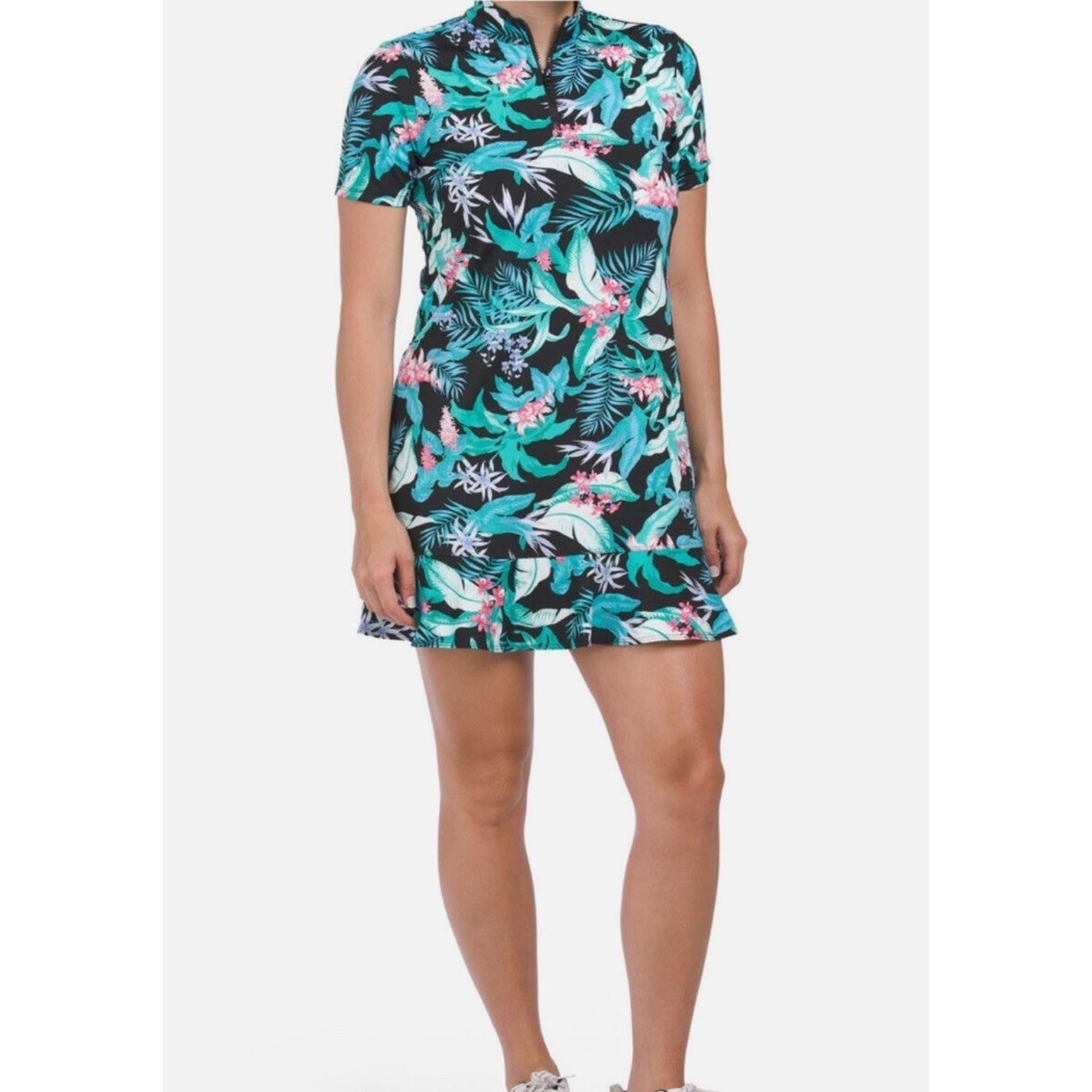 NWT Tommy Bahama Women Small Golf Tennis Beach Dress Cover Black Floral Tropical