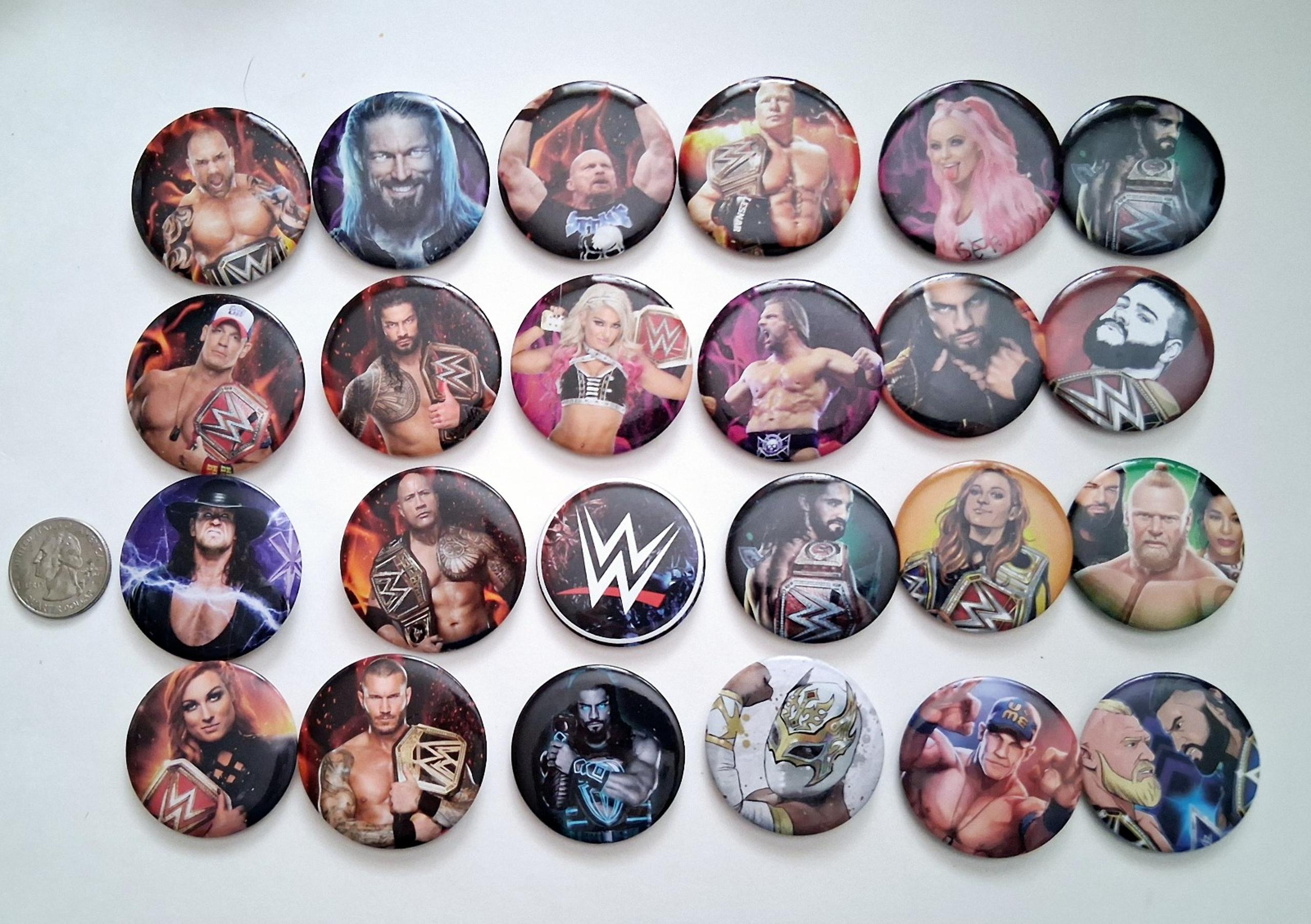 24-Piece WWE Button Pins Decorations