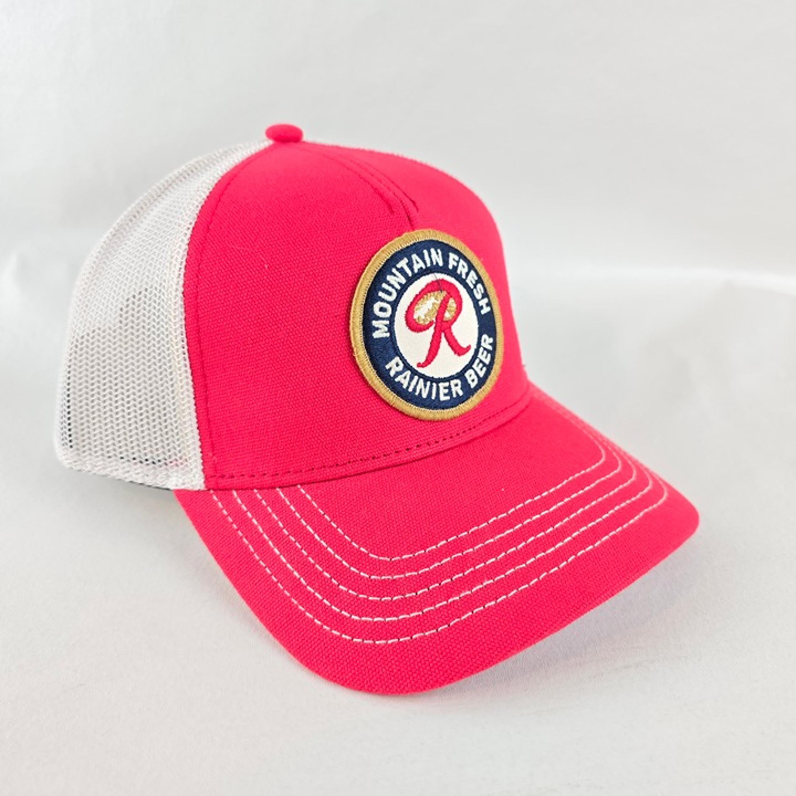 Rainier Beer Hat Mens Adjustable Red Trucker Cap American Needle Patch Logo Bran