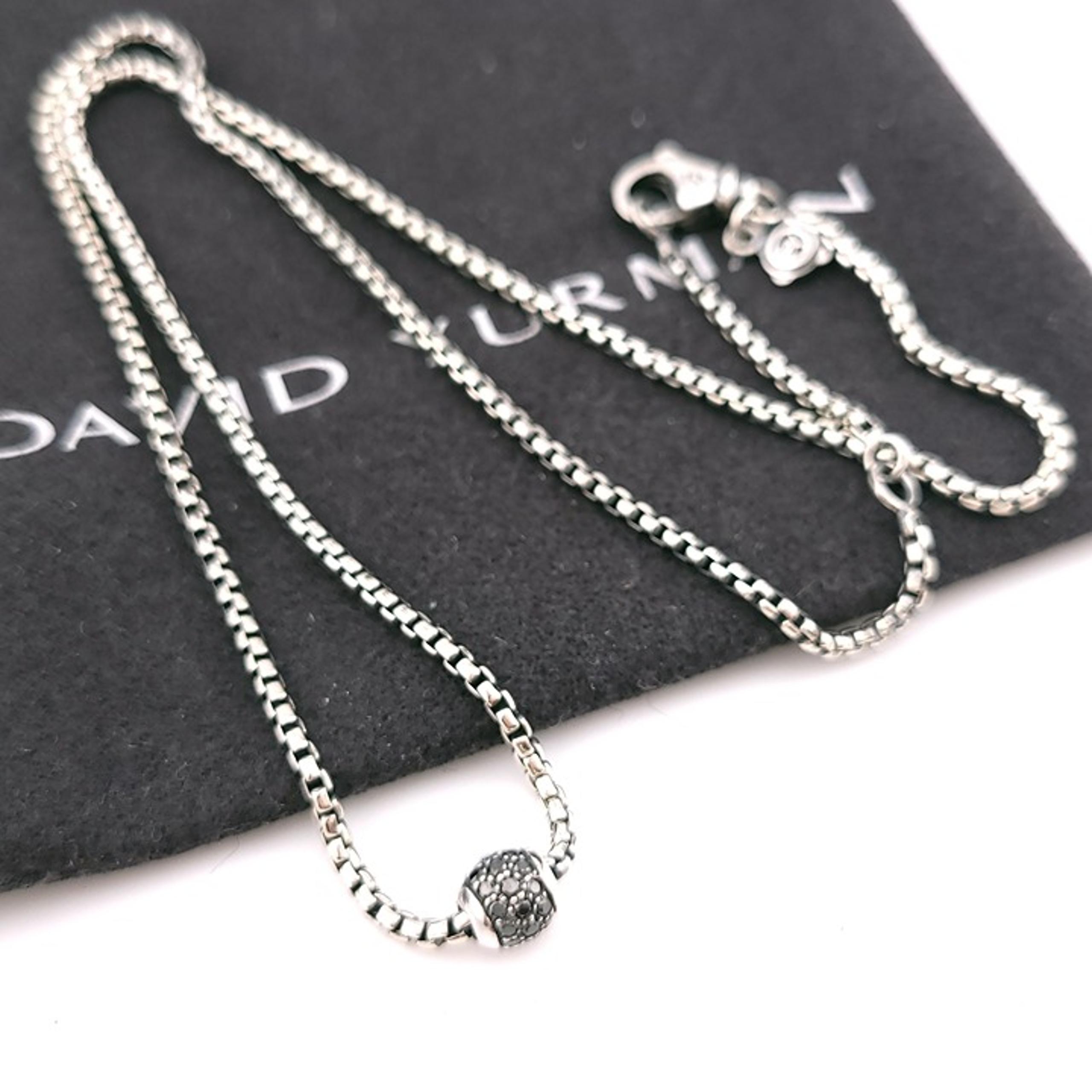 David Yurman Sterling Silver Petite Pave Black Diamond 6"mm Ball 17" in Necklace