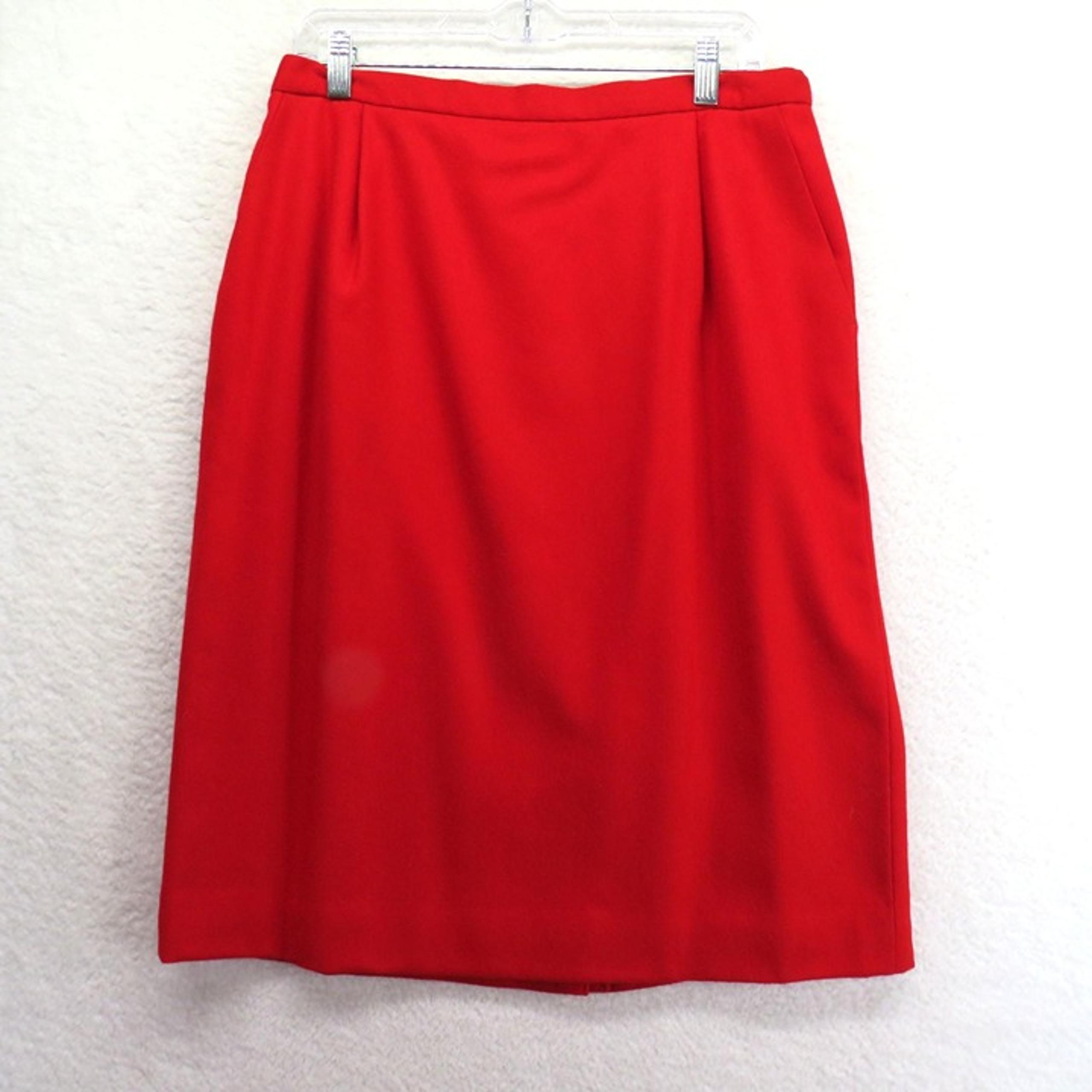 Vintage Pendleton Skirt Womens Size 14 Red Pencil Knee Length Kick Pleat