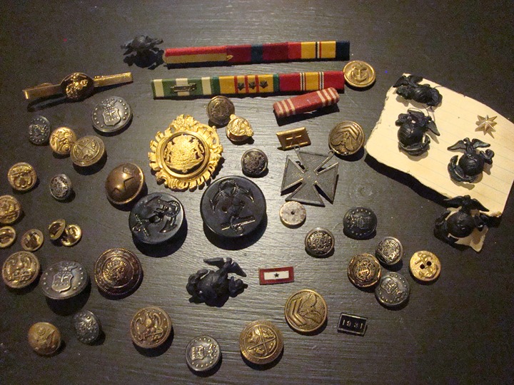 Large Lot of Vintage Military Pins, buttons, see photos