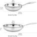 2-Piece Oven Safe, Stainless Steel Induction Frying Pan, Silver, 8-Inch & 10-Inc