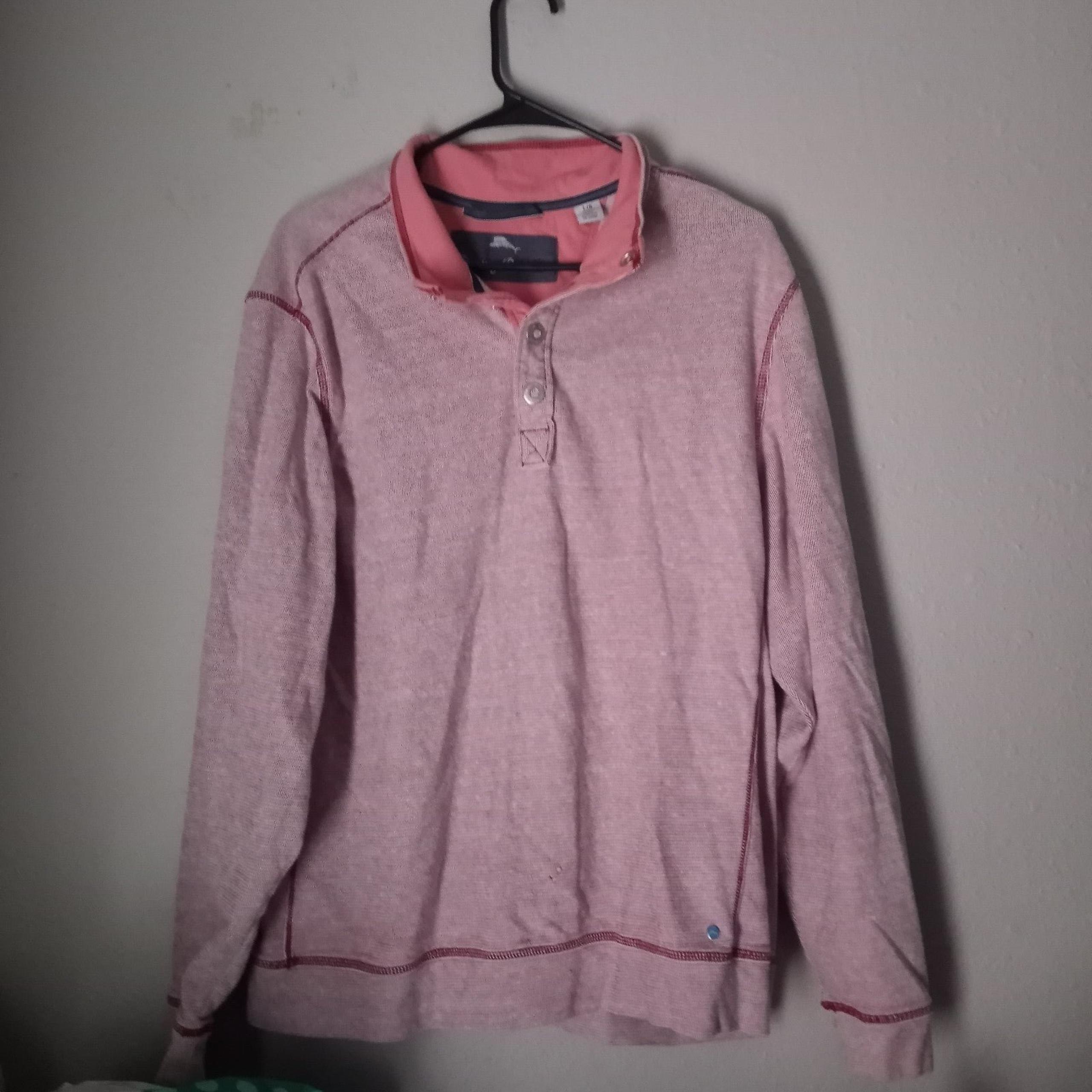 Tommy Bahama Men's Size Large Ocean Mist Snap Button Mock Neck Pullover Sweater