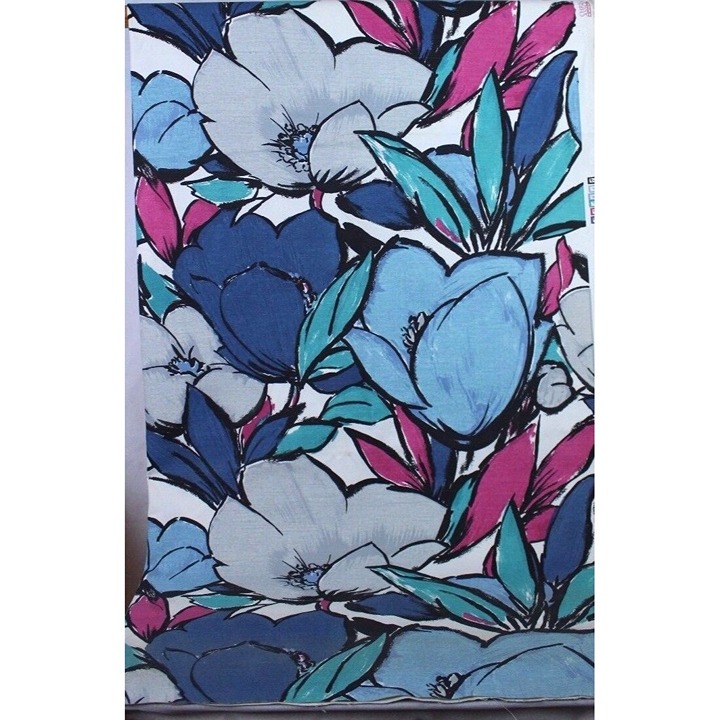 Bold Abstract Floral Canvas Fabric VTG 1988 Mutli-Color Appx 54 x 78 2 Yds