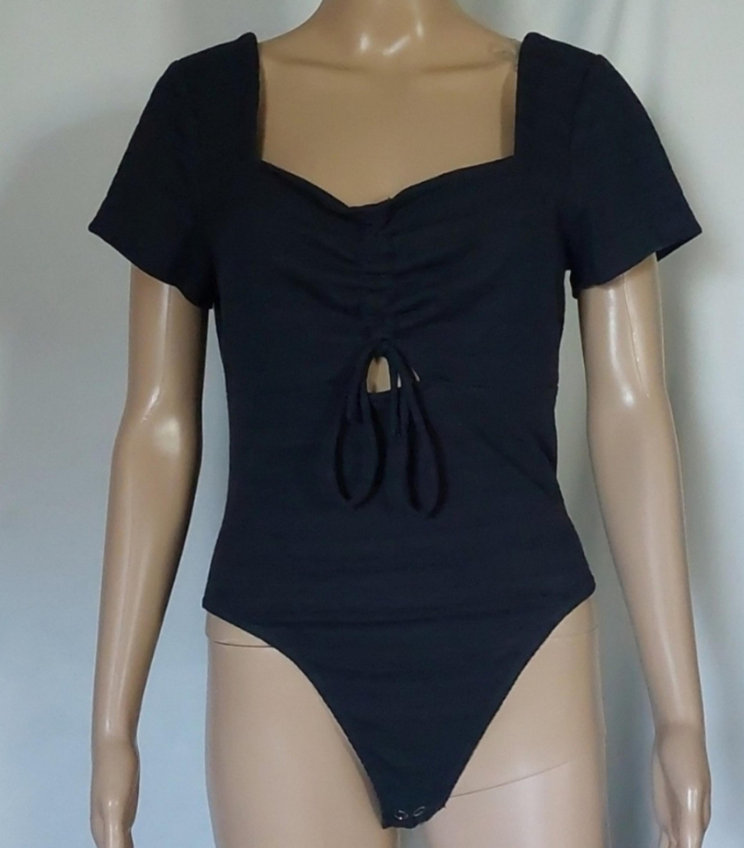 SO goods for life could Bow one tie front short sleeve Women's bodysuit size L