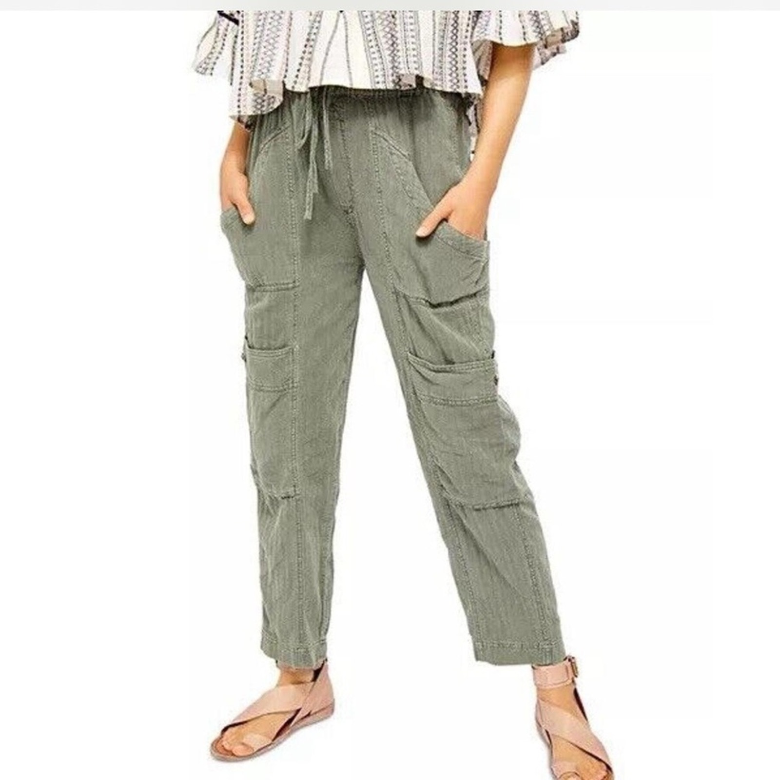Free People Green Feelin Good Utility Cargo Pants