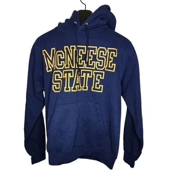 Vintage 90s Champion McNeese State Hooded Sweatshirt Hoodie Mens Size S Blue