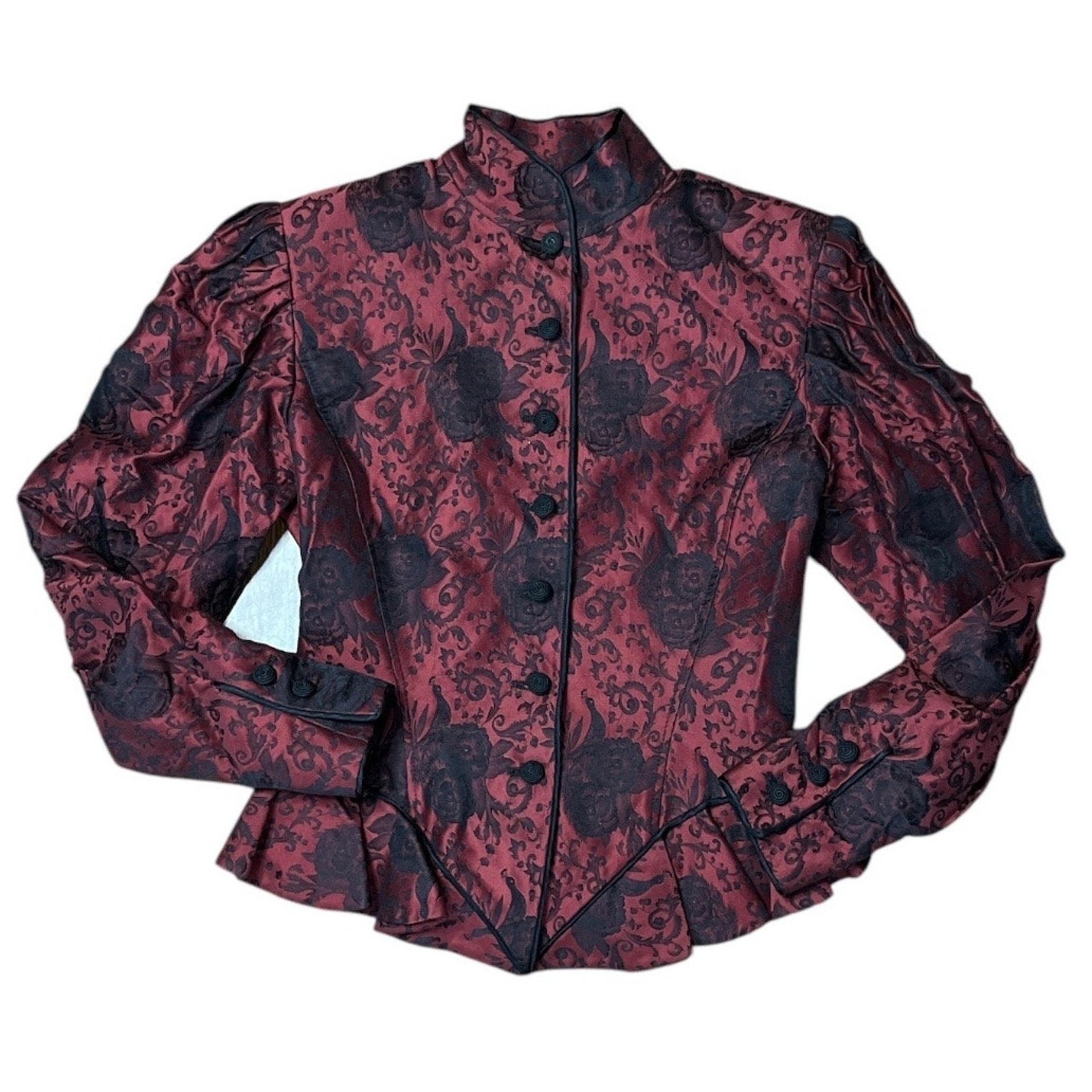 Emanuel Ungaro brocade red and black floral  blazer Vintage Size 4