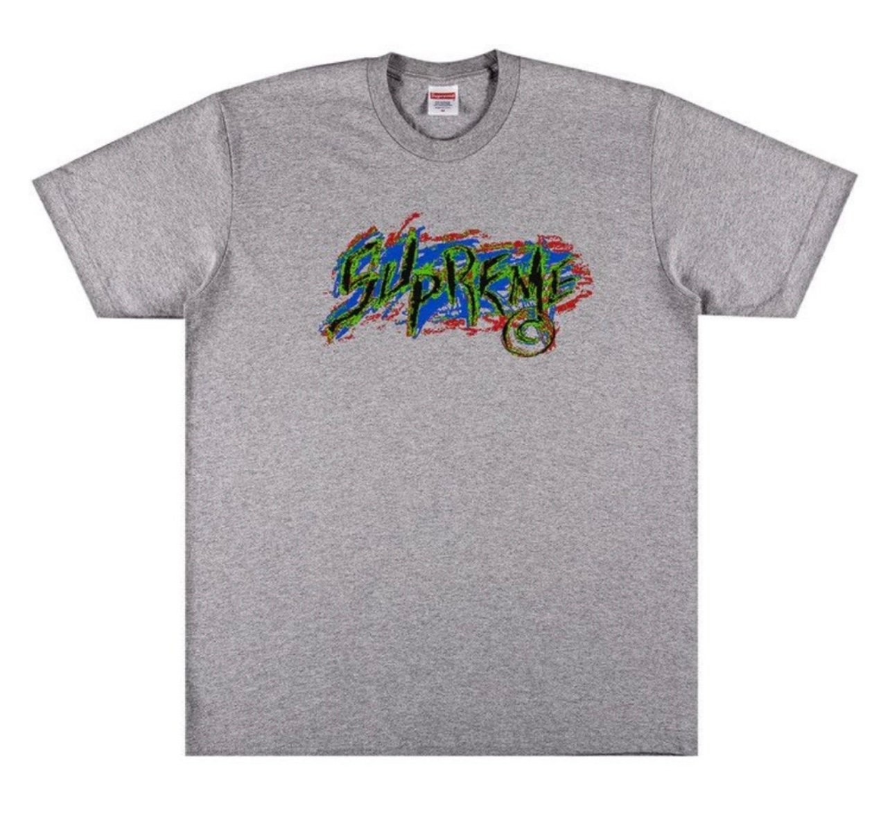 EUC Men’s Size Medium Supreme Scratch Graphic Tee 100% Cotton Grey/Multicolored