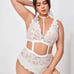 White Floral Teddy Bodysuit W/ Choker