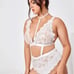 White Floral Teddy Bodysuit W/ Choker