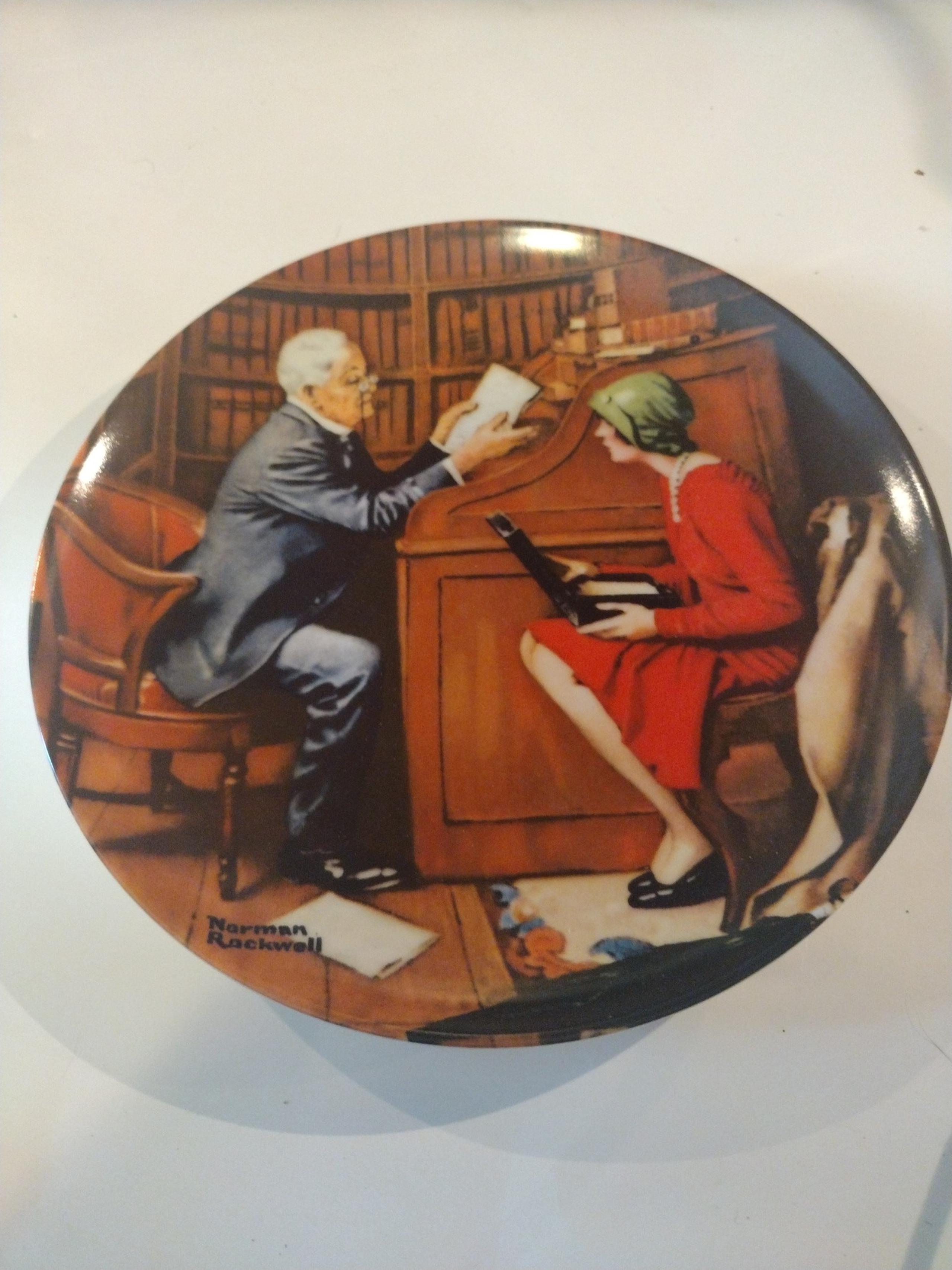 Norman Rockwell the professor plate with certificate of authenticity